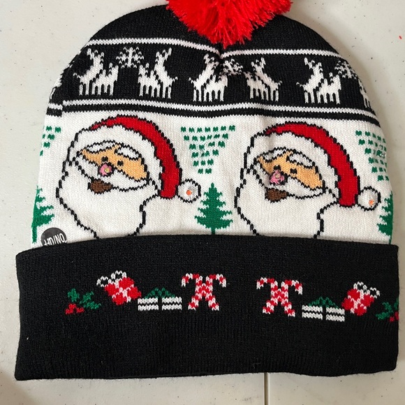 Santa and Reindeer Beanie w/ lights - Picture 3 of 3